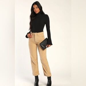 Levi’s Premium Ribcage Straight high rise Ankle Corduroy Pants Women’s 32 Tan